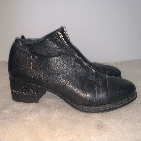 A.S. 98 Black Leather Ankle Boots Zipper 38 - Picture 5 of 10